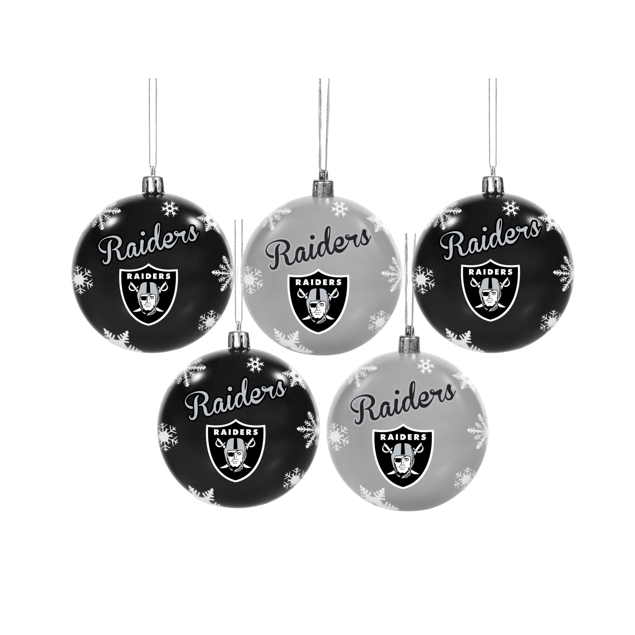 Las Vegas Raiders NFL 12 Pack Plastic Ball Ornament Set