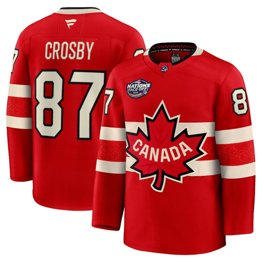 Sidney Crosby Team Canada Fanatics 2025 4 Nations Face-Off Premium Red Jersey