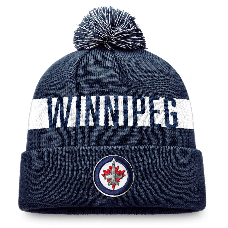 Chargez l&#39;image dans la visionneuse de la galerie, Tuque en tricot à revers avec patch fondamental de la LNH des Jets de Winnipeg
