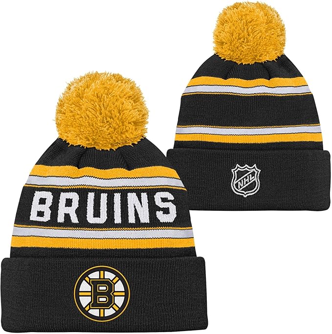 Load image into Gallery viewer, Kid&#39;s Boston Bruins NHL Jacquard Cuff Knit Pom Toque
