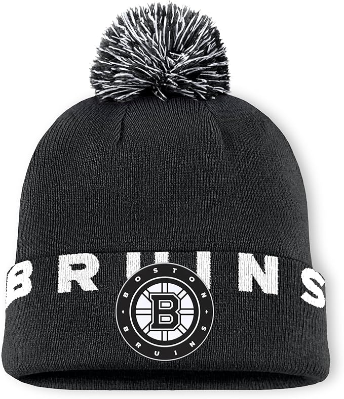 Chargez l&#39;image dans la visionneuse de la galerie, Tuque en tricot à revers avec patch fondamental de la LNH des Bruins de Boston
