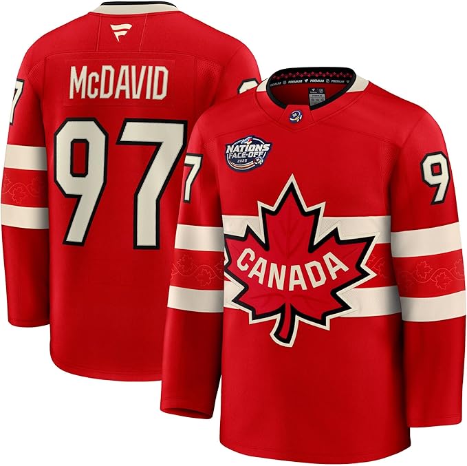 Connor McDavid Team Canada Fanatics 2025 4 Nations Face-Off Premium Red Jersey