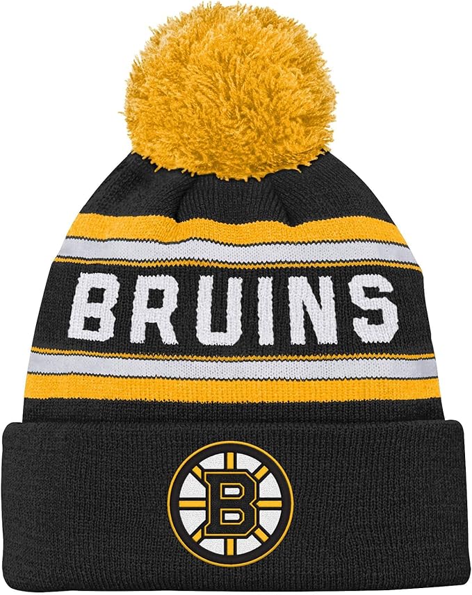 Load image into Gallery viewer, Kid&#39;s Boston Bruins NHL Jacquard Cuff Knit Pom Toque
