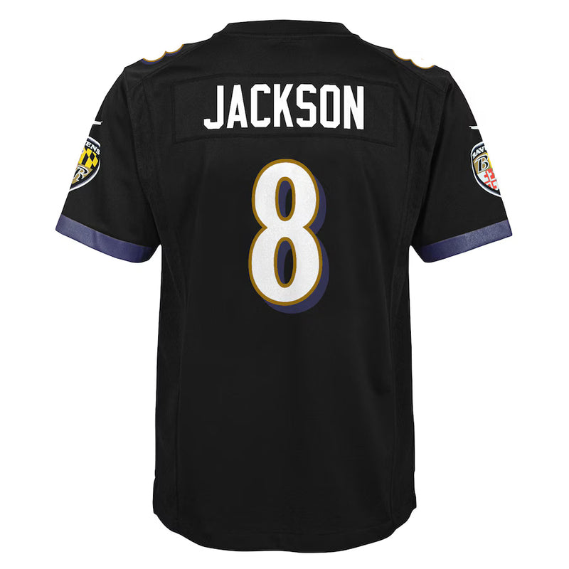 Chargez l&#39;image dans la visionneuse de la galerie, Maillot de l&#39;équipe de jeu Nike des Ravens de Baltimore Lamar Jackson pour jeunes
