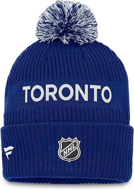 Chargez l&#39;image dans la visionneuse de la galerie, Tuque à pompon authentique avec mot-symbole professionnel de la LNH des Maple Leafs de Toronto pour jeunes
