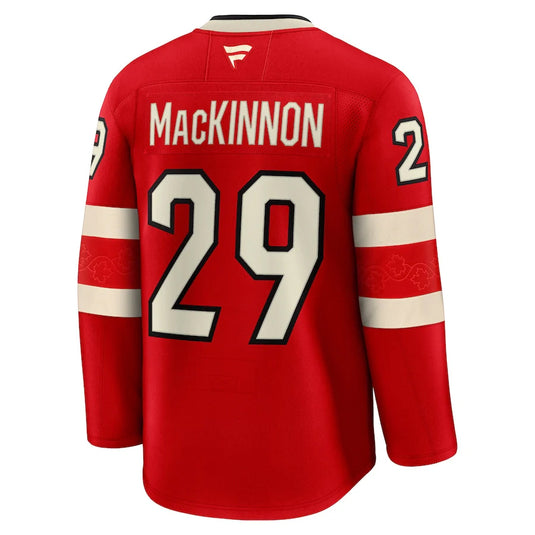 Nathan MacKinnon Team Canada Fanatics 2025 4 Nations Face-Off Premium Red Jersey