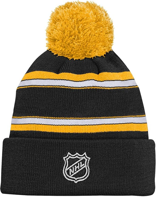 Kid's Boston Bruins NHL Jacquard Cuff Knit Pom Toque