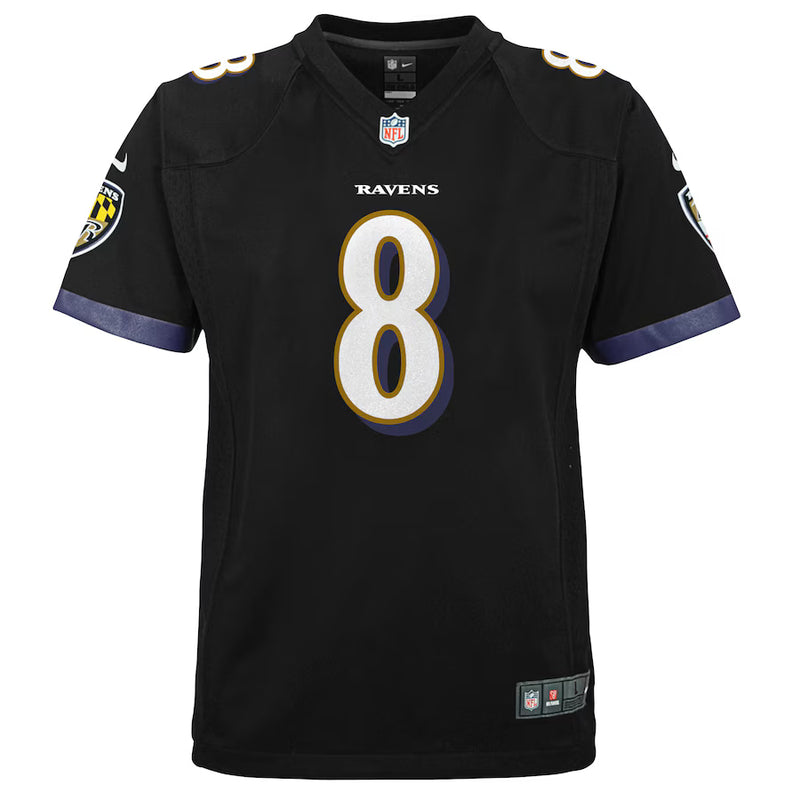 Chargez l&#39;image dans la visionneuse de la galerie, Maillot de l&#39;équipe de jeu Nike des Ravens de Baltimore Lamar Jackson pour jeunes
