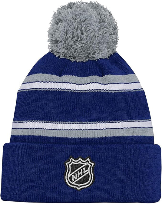 Kid's Toronto Maple Leafs NHL Jacquard Cuff Knit Pom Toque