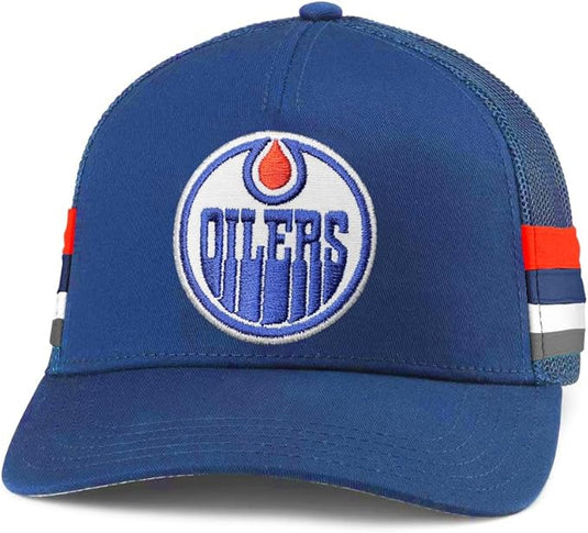 Edmonton Oilers NHL HotFoot Stripes Trucker Adjustable Cap