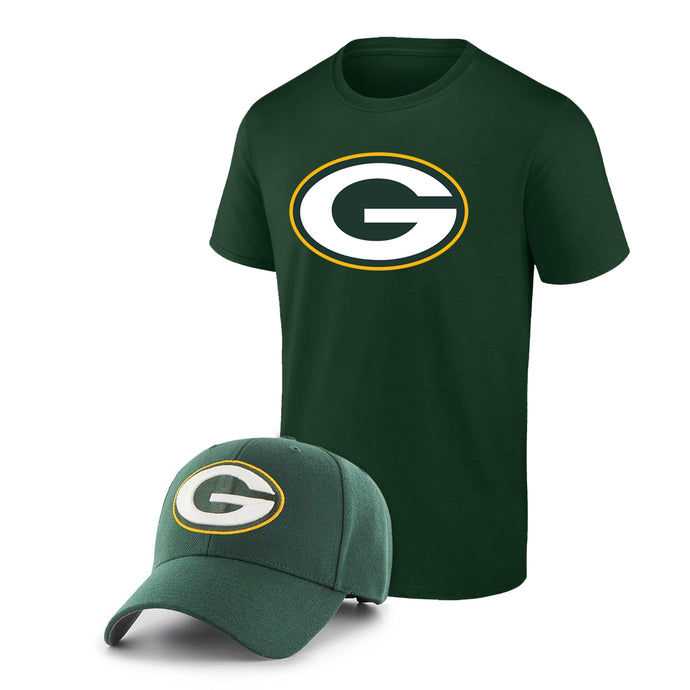 Green Bay Packers NFL Fan T-Shirt & Adjustable Hat Combo Pack