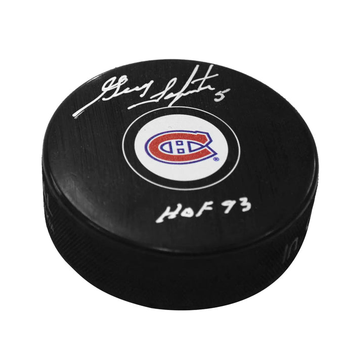 Guy Lapointe Signed Montreal Canadiens Puck with HOF Note