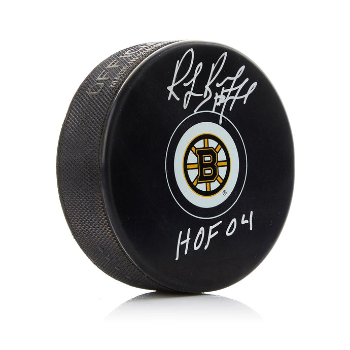 Ray Bourque Signed Boston Bruins Puck with HOF Note