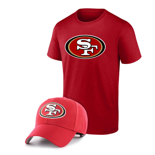 San Francisco 49ers NFL Fan T Shirt Adjustable Hat Combo Pack Sport Army