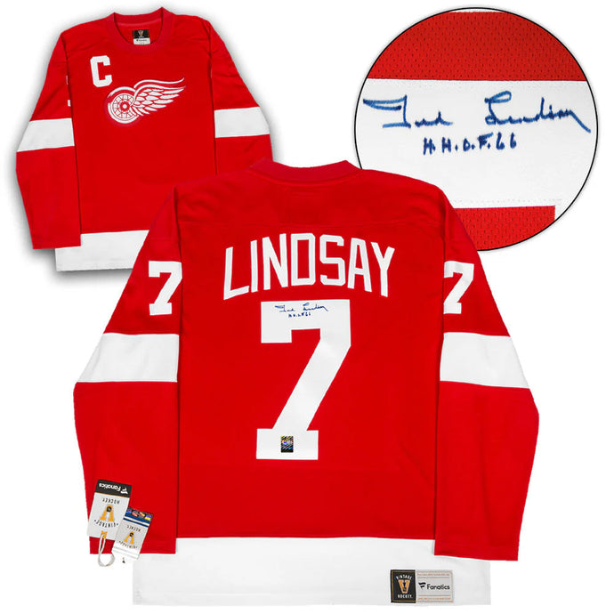 Ted Lindsay Signed Detroit Red Wings Fanatics Vintage Jersey