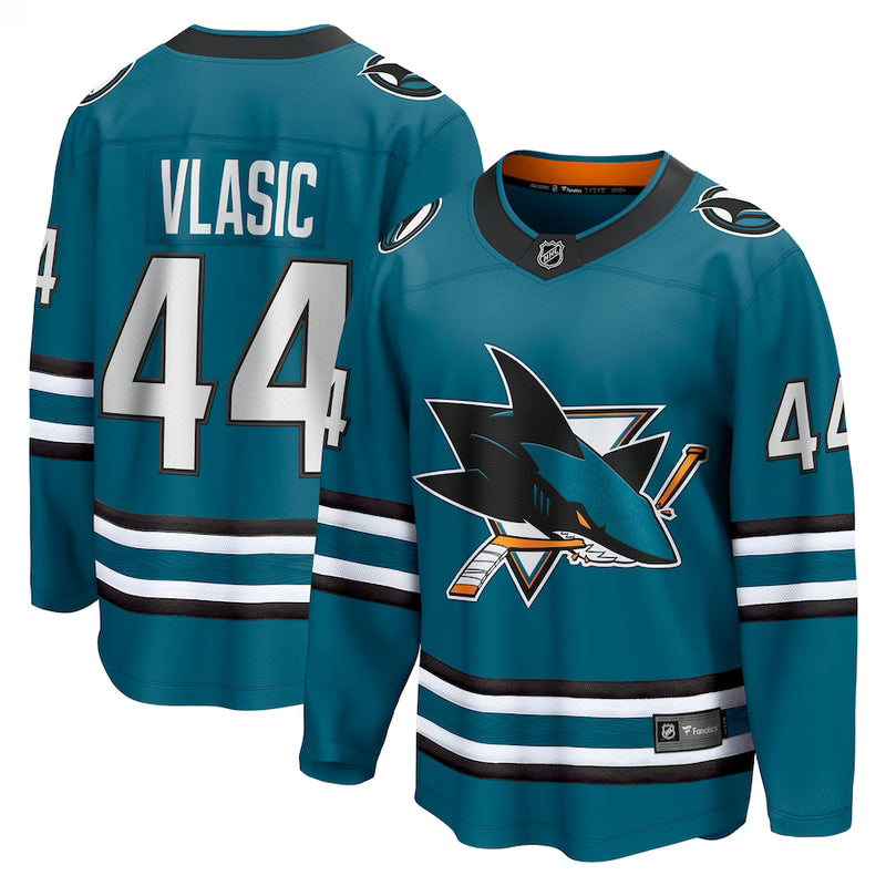 Chargez l&#39;image dans la visionneuse de la galerie, Maillot Domicile Breakaway des Fanatics de la LNH des Sharks de San Jose Marc-Édouard Vlasic
