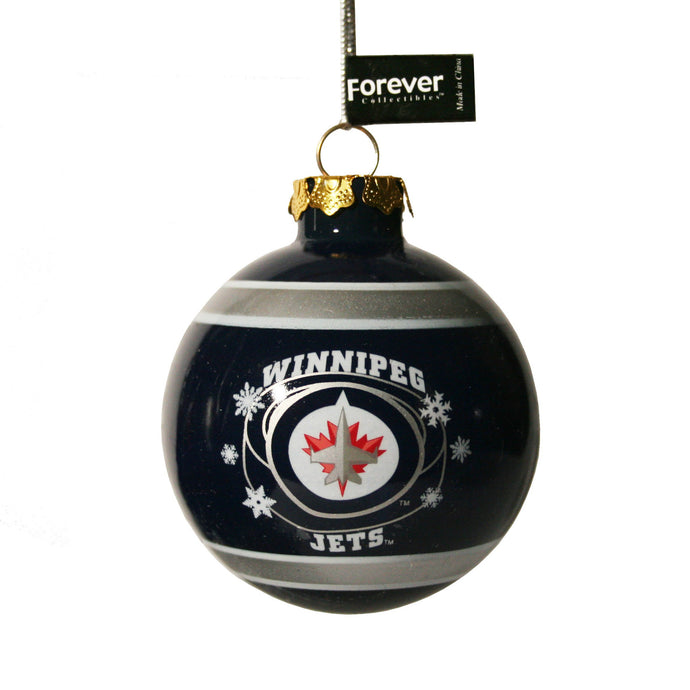 Winnipeg Jets Printed Glass Ball Ornament