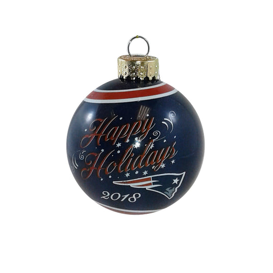 Ornement boule en verre New England Patriots NFL Happy Holidays