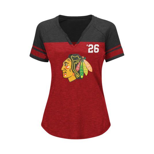 T-shirt à col en V Hyper NHL des Blackhawks de Chicago pour femme